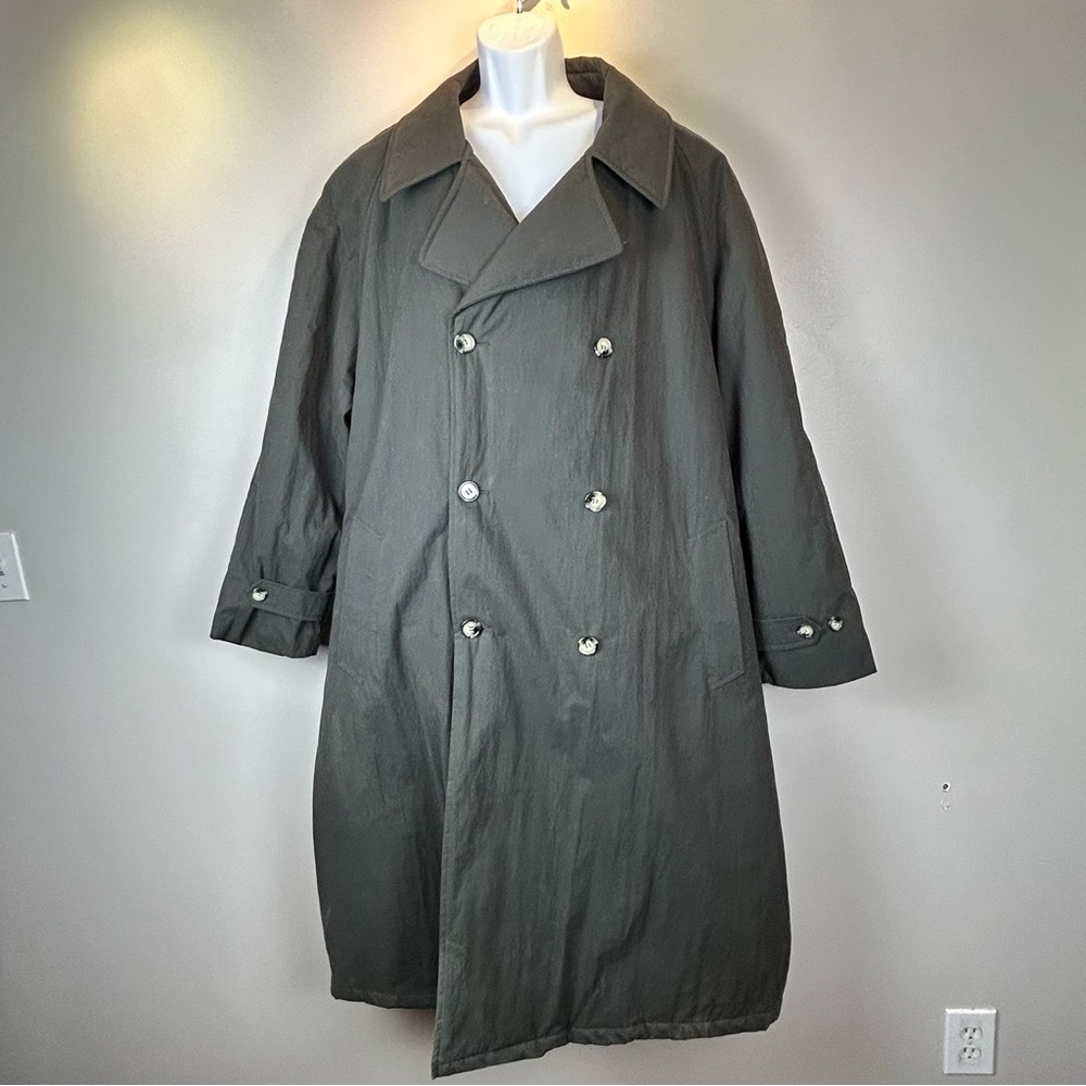 Stafford Trench Coat Mens 50 R Forrest Green Double Breasted Quilted Lining Belt